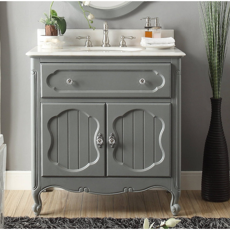 Albertine 34'' Single Bathroom Vanity with Stone Top