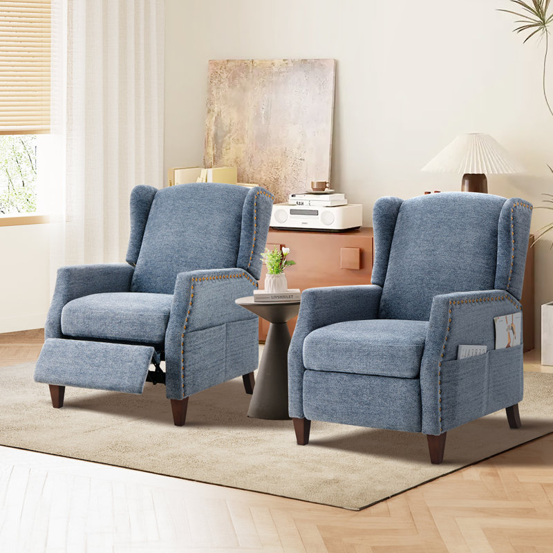 Audrie Upholstered Chenille Armchair, Dark Blue Chenille