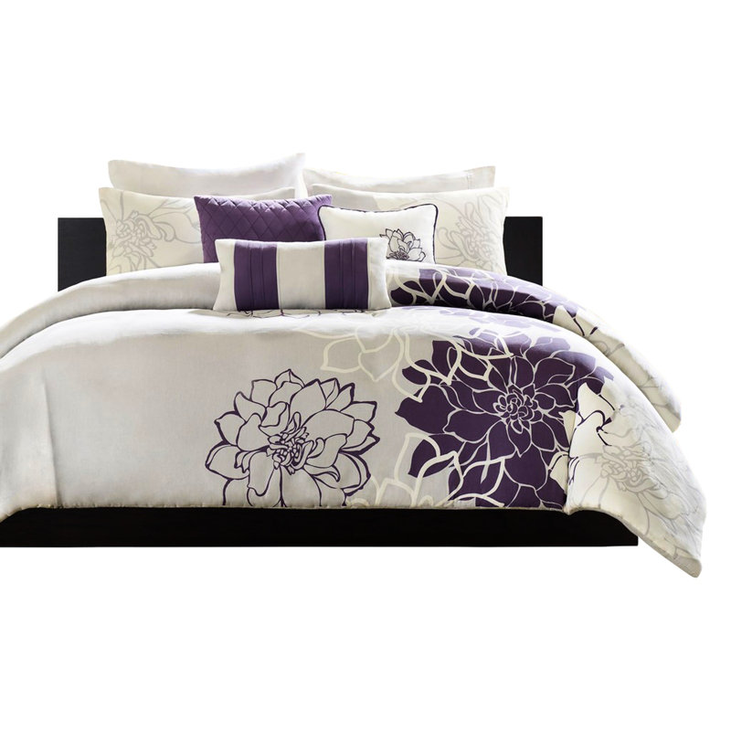 6 pièces de literie très grand / très grand avec motif imprimé et coussins décoratifs