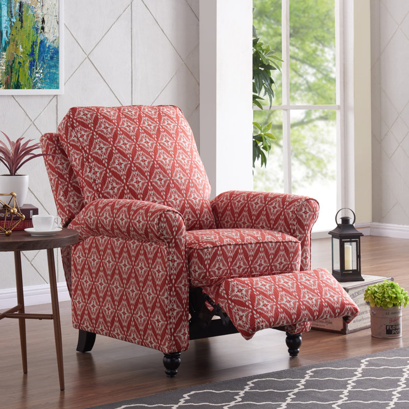 Leni 33.5" Wide Manual Standard Recliner, Cranberry Red Ikat