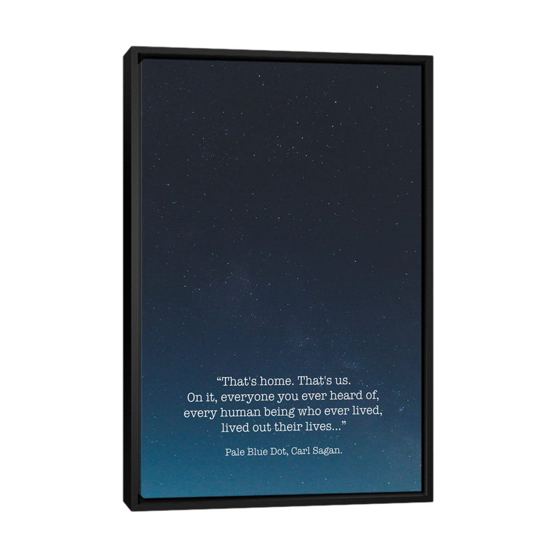 «Pale Blue Dot Carl Sagan», reproduction d'art textuel, Pas de tapis, H 26 po x l 18 po x 1,5 po, Toile avec cadre noir