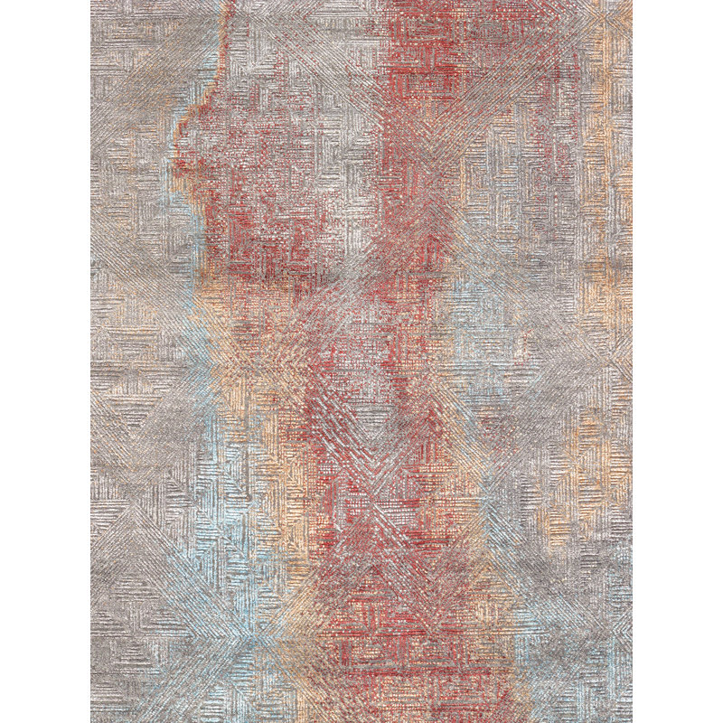 Cosmo Multicolor Hand-Knotted Wool and Silk Rug