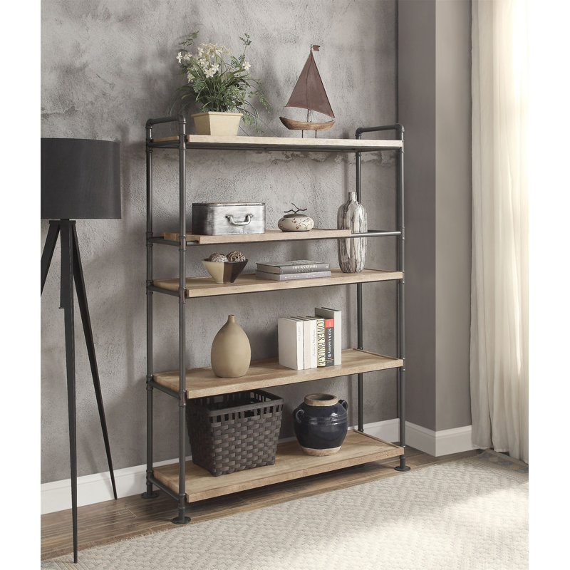 Bibliothèque Brantley Oak & Sandy, (5 tablettes) H 65 po x l 48 po x P 16 po