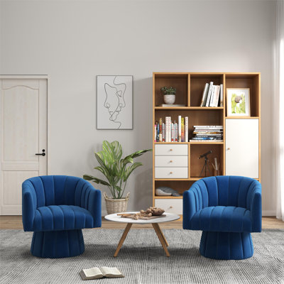 Izabell Velvet Swivel Barrel Chair