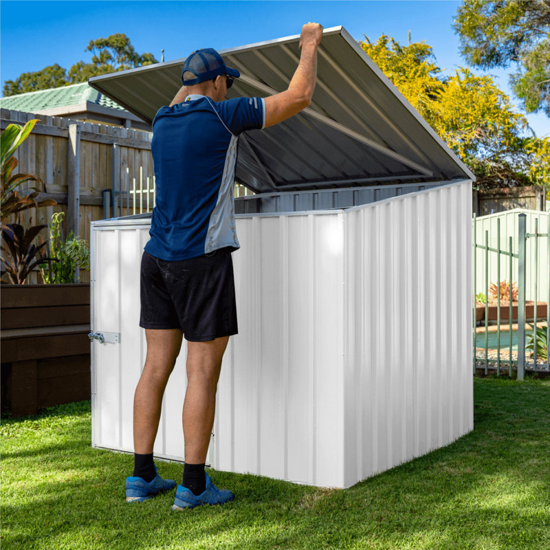 Absco Utility 5 ft. W x 5 ft. D Metal Galvanized Steel Pool Pump Multipurpose Storage Shed Surfmist, Surfmist