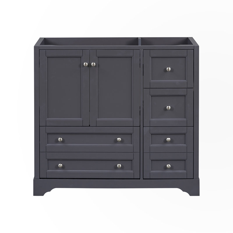 Meuble-lavabo autoportant avec 4 tiroirs de rangement, Gris