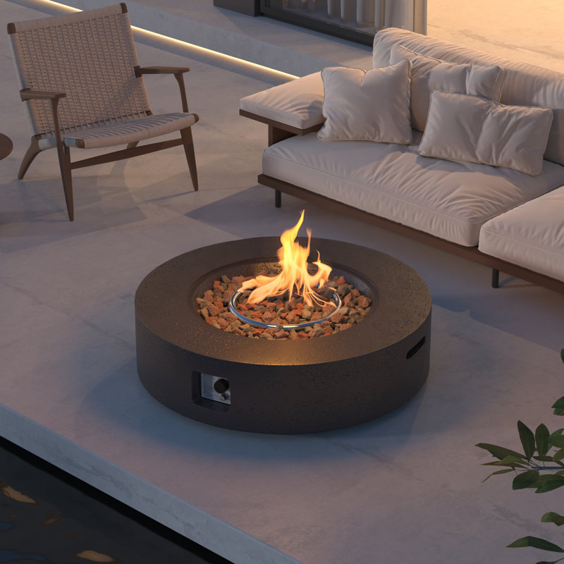 Borgia Concrete Propane Fire Pit Table, Stone Brown