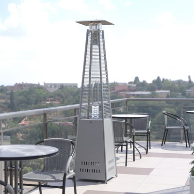 Sol Stainless Steel Pyramid Outdoor Patio 42,000 BTU Propane Heater with Wheels for Commercial & Residential Use