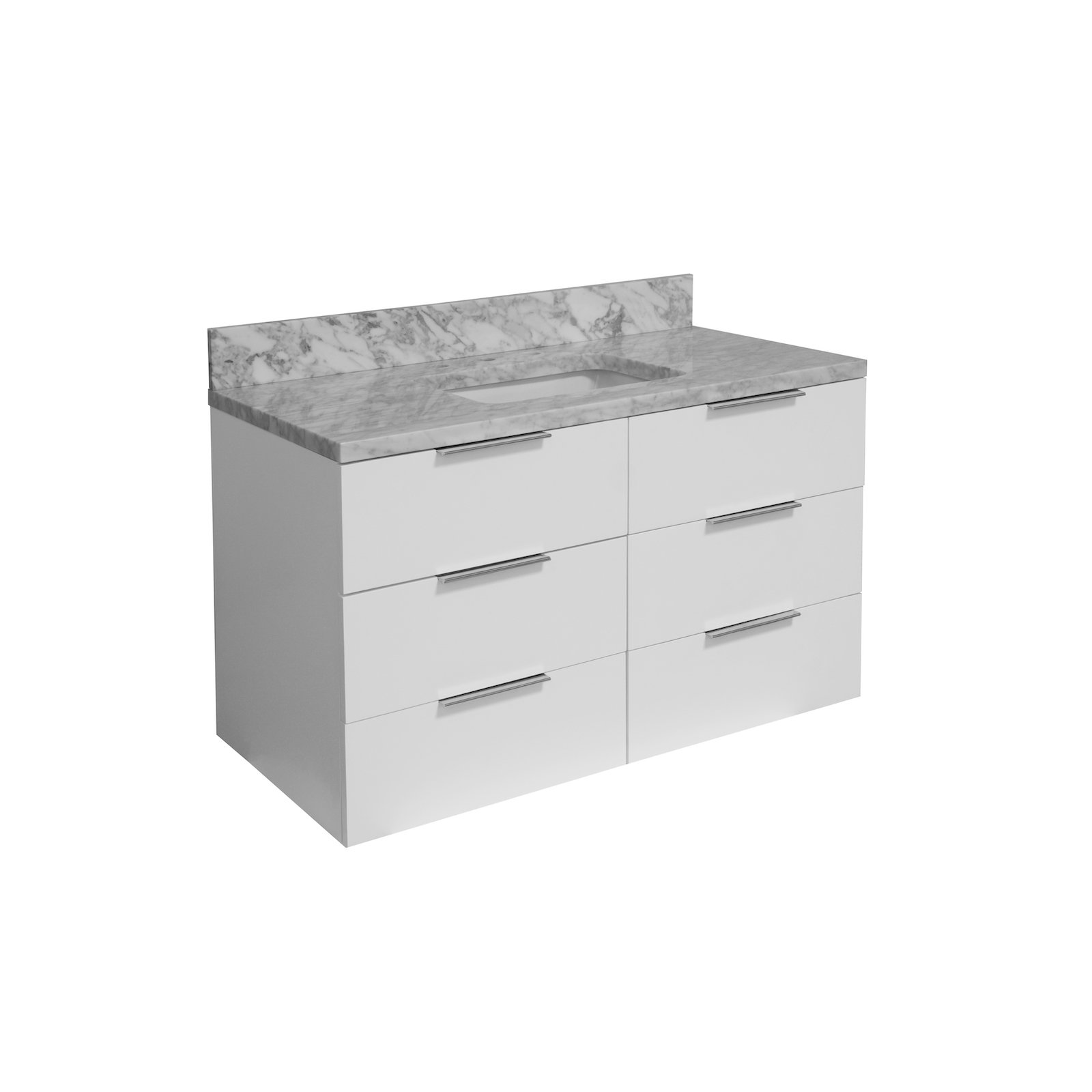 Mitchell 42'' Single Bathroom Vanity, Carrara Marble, White