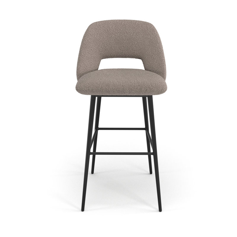 Valdez Boucle Upholstered Stool, Gray Boucle, Bar Stool (29” Seat Height)