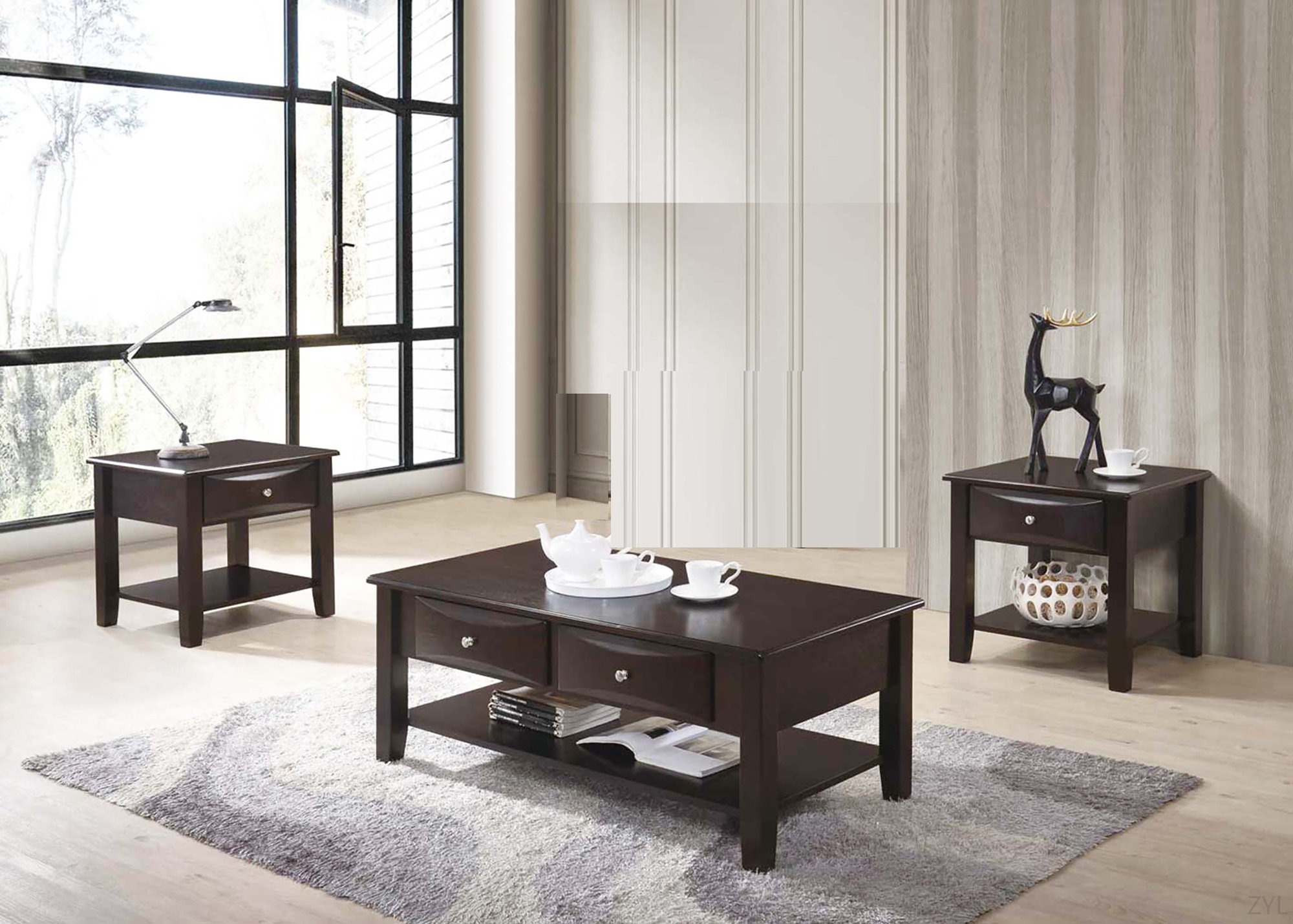 Wildon Home® Espresso Finish Occasional Tables Set Living Room Coffee ...