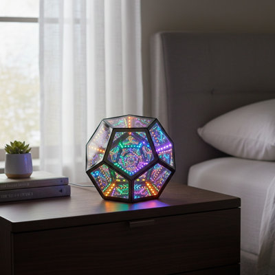 Lampe de table DEL Infinity Dodecahedron Magic
