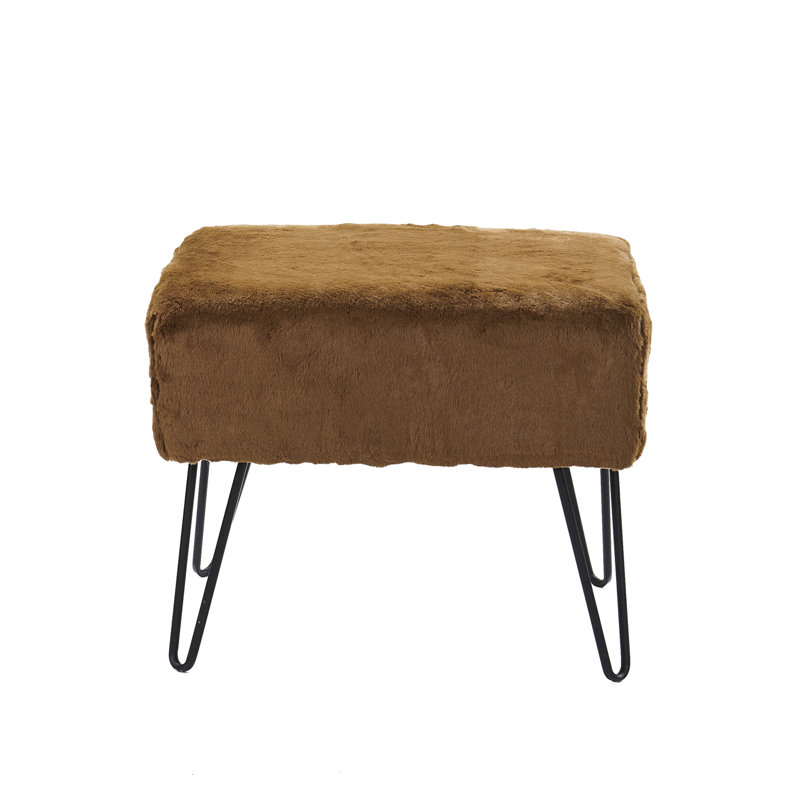 48.3cm Wide Rectangle Solid Colour Standard Ottoman, Otter Faux Fur
