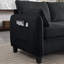 Canapé d'angle modulaire en chenille noire de 216 cm avec rangement, agencement à faire soi-même pour le salon, style contemporain, dossier divisé, accoudoirs carrés, structure en eucalyptus