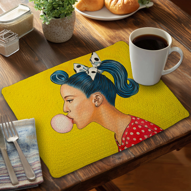 Napperon femme rétro en polyester | Tapis de décoration tressé