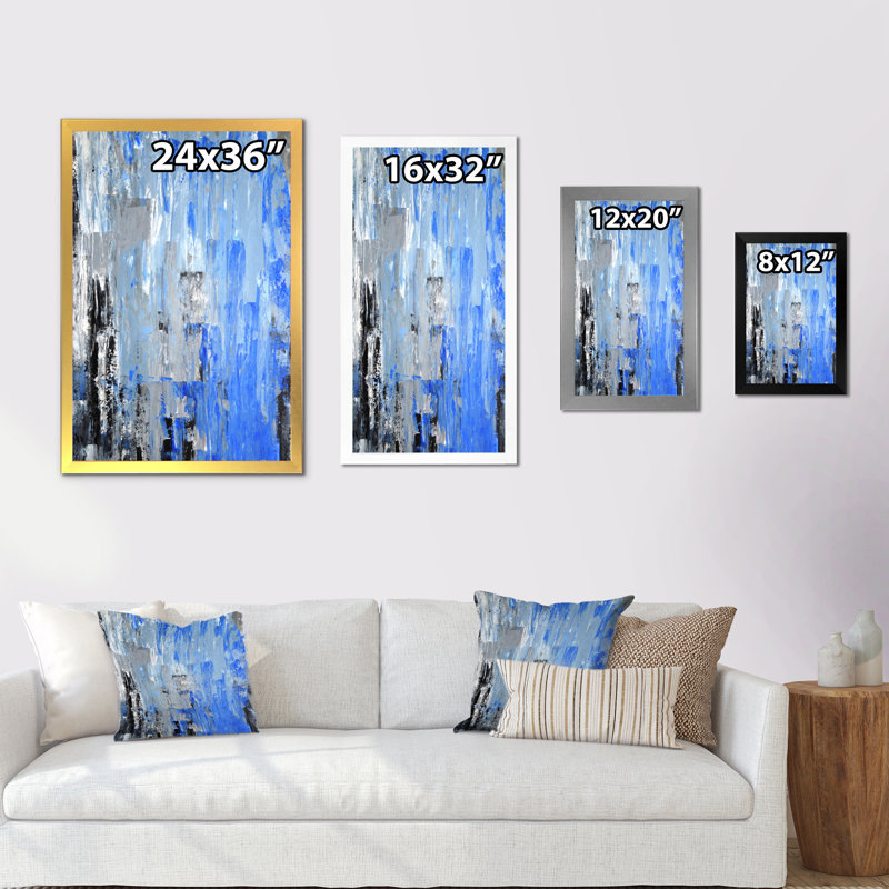 Art moderne gris et bleu II 2FDP47745, Noir, H 20 po x l 12 po x P 1 po