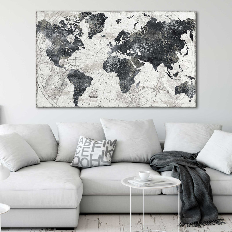 «Modern Atlas» par CAD Designs - impression, Toile tendue, H 24 po x l 40 po x P 1,5 po