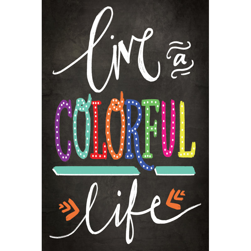 Live A Colourful Chalkboard - Wrapped Canvas Print, 76cm H x 51cm W x 3.8cm D
