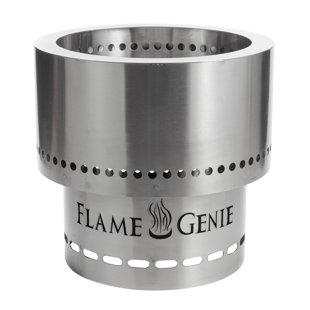 Foyer d'extérieur au feu de bois en acier inoxydable H 12,5 po x l 13,5 po Flame Genie