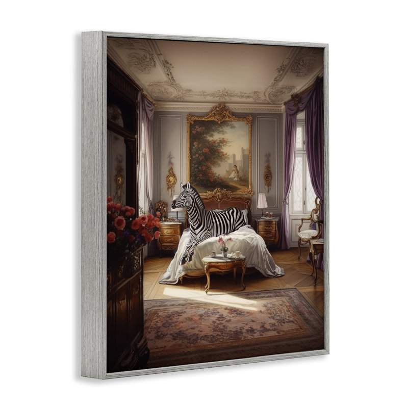 Zèbre dans une pièce royale, estampe numérique par Ziwei Li, Estampe numérique Farmhouse, H 30 po x l 24 po