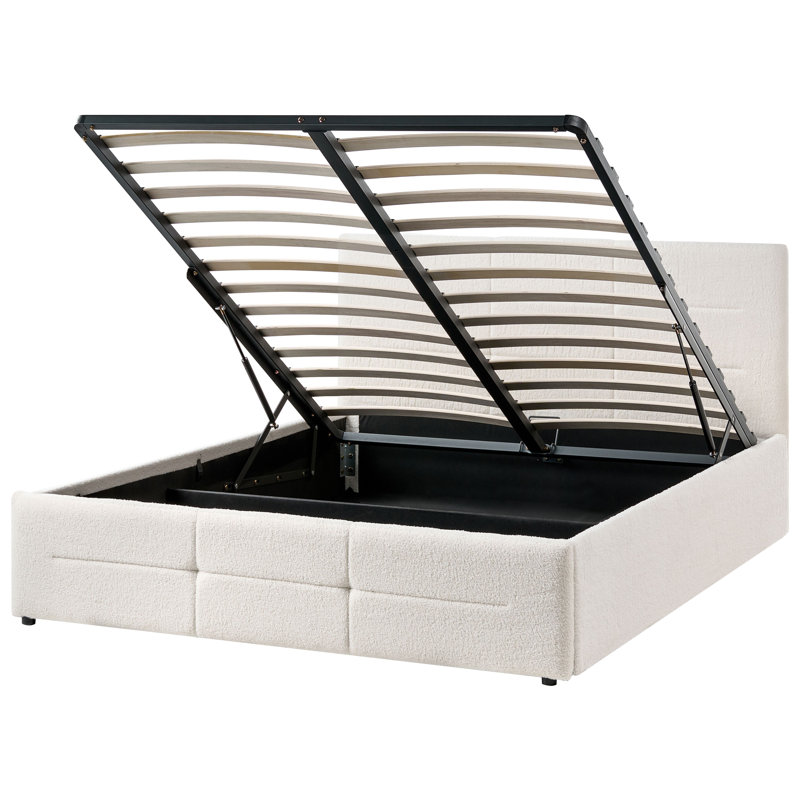 Upholstered Ottoman Storage Bed, European Double (140 x 200 cm), White