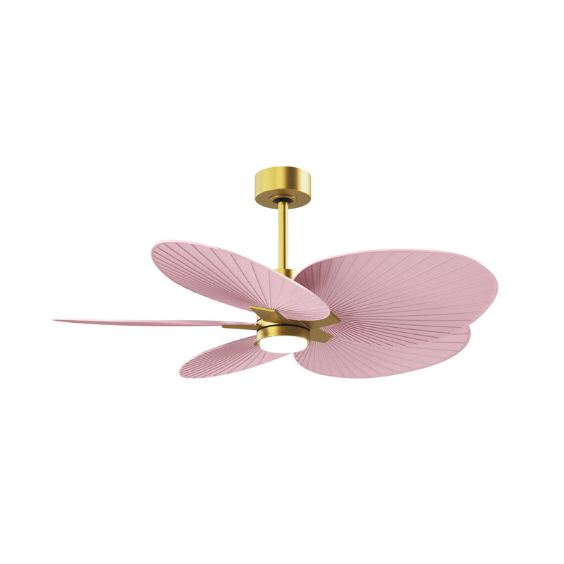 Alessandra - Ventilateur de plafond à cinq pales - DEL intégrée, Laiton brossé, Rose clair