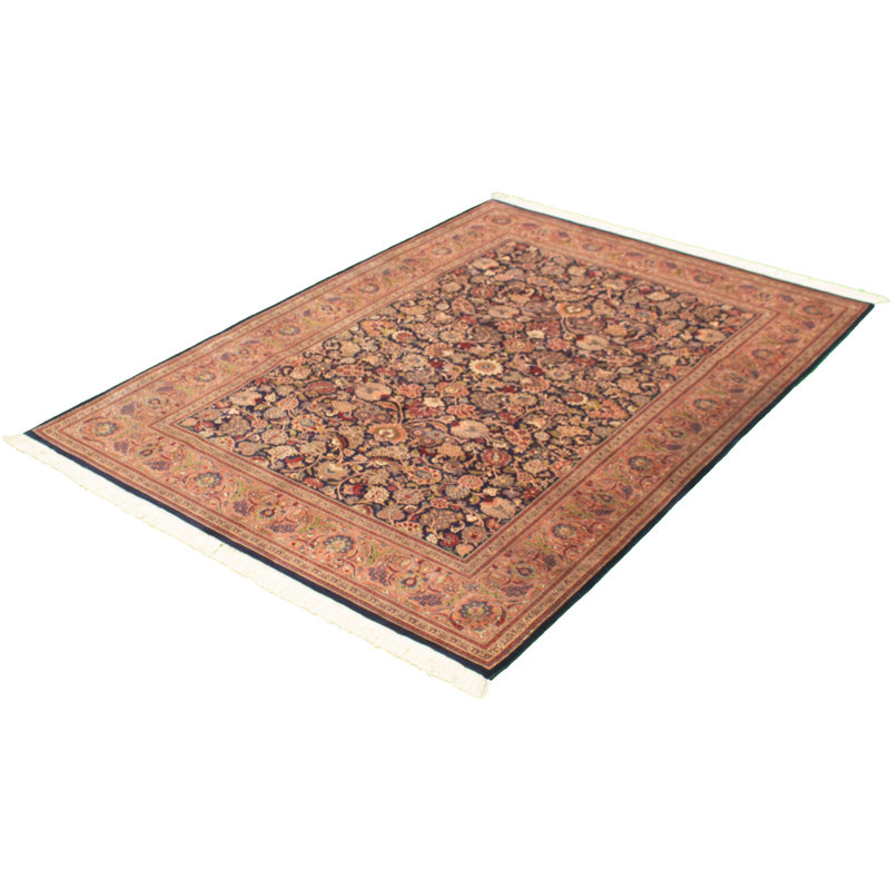 Tapis unique en laine noué à la main bleu foncé 6 pi 2 po x 8 pi 10 po nouvel âge pako