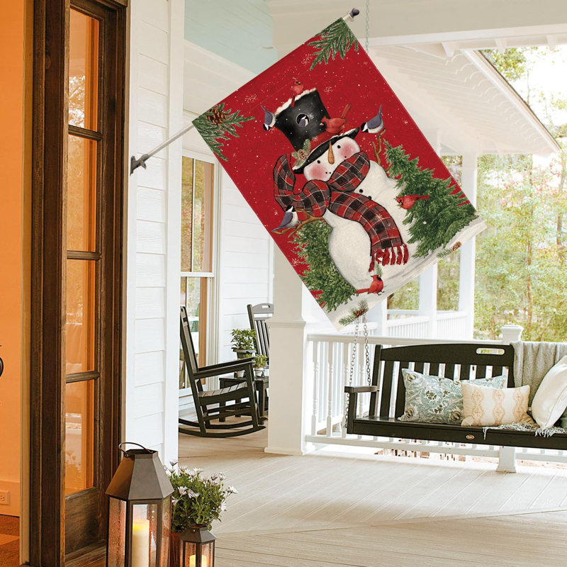 Drapeau de maison de Noël pour l'extérieur en forme de bonhomme de neige avec écharpe ColorX