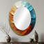 Miroir mural ovale doré et bleu-758046497
