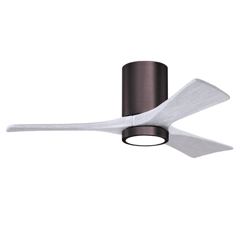 Olivier à 3 pales DEL standard avec ventilateur de plafond et ensemble d'éclairage inclus, Blanc mat, Bronze brossé, 42"