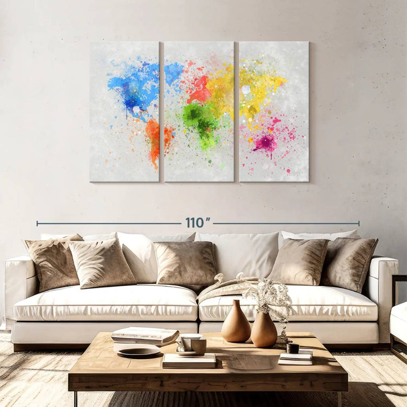 Aliaz Artistic World Map, 48" H x 74" W