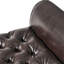 Banc de rangement élégant avec couvercle à boutons et accoudoirs roulés gracieux, accoudoirs en similicuir brun