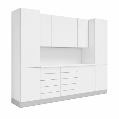 10 ft. Pro Workshop — 8-Piece, QuickAssemble 75 sec/box, White — Use for Workshop or Maker Studio