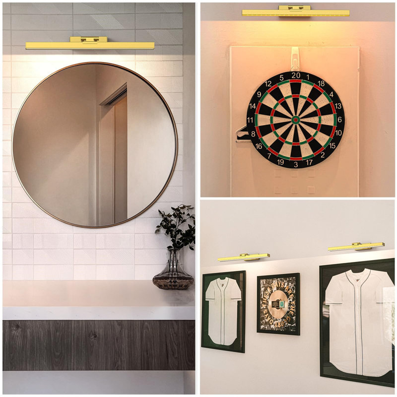 Battery Powered LED Wall Mount Picture Light, Gold