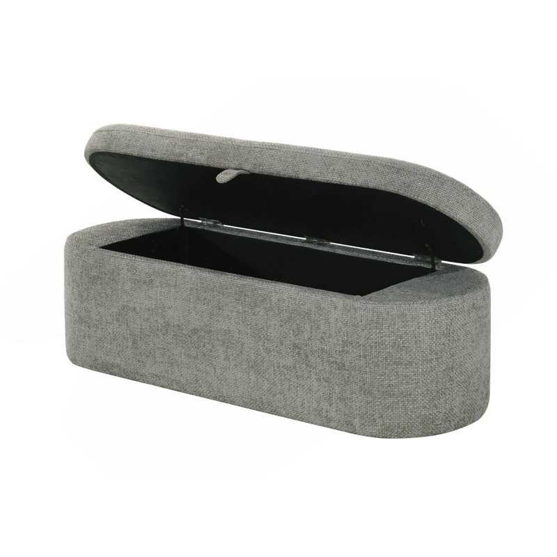 Banc rembourré élégant et fonctionnel avec cadre en bois robuste et compartiment caché spacieux, Gris clair