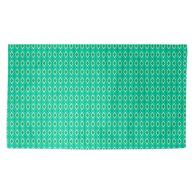 Tapis géométrique vert / blanc Avicia, Rectangle 5 pi 3 po x 7 pi 2 po
