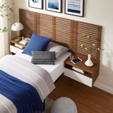 Modway Render Wall Mount Twin Headboard and Modern Nightstands