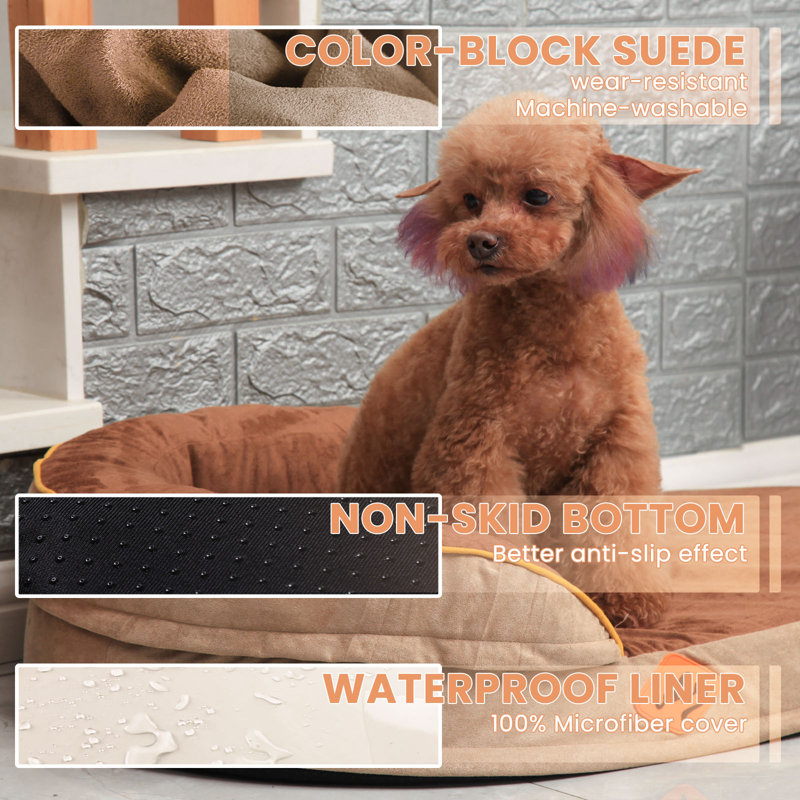 Lit pour chien ovale en mousse à mémoire de forme Tucker Murphy Pet ™, avec doublure imperméable et housse lavable amovible
