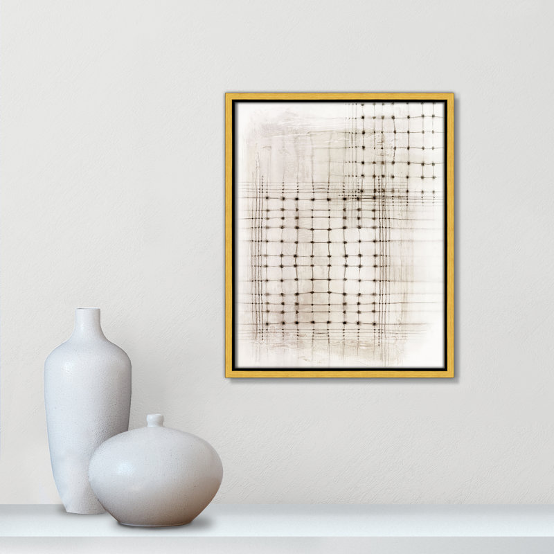 «Intersecting Lines in Quiet Neutralité II» par , H 15,5 po x l 12,5 po, Flotteur doré