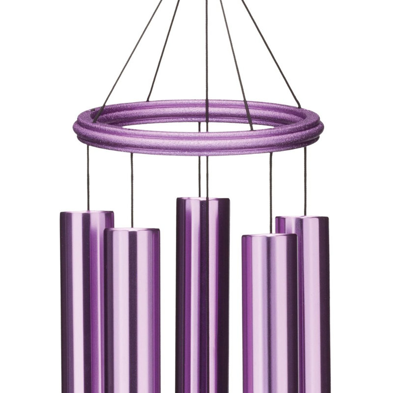 Carillon extérieur 22 "en métal et cristal Zen avec décorations mauves et crochet - Rose, Rose