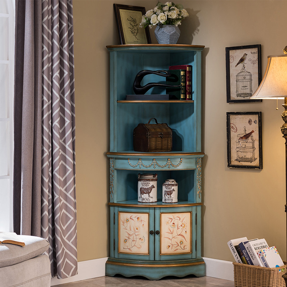 interanest Elegant retro multi-functional corner bookcase | Wayfair