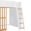 Lit mezzanine en bois avec tablettes de rangement et tiroir accessible à deux côtés, cadre de lit mezzanine à deux tons pour enfants-133661447-133661448