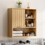 Armoire murale cannelée, rangement pour salle de bain avec tablettes réglables
