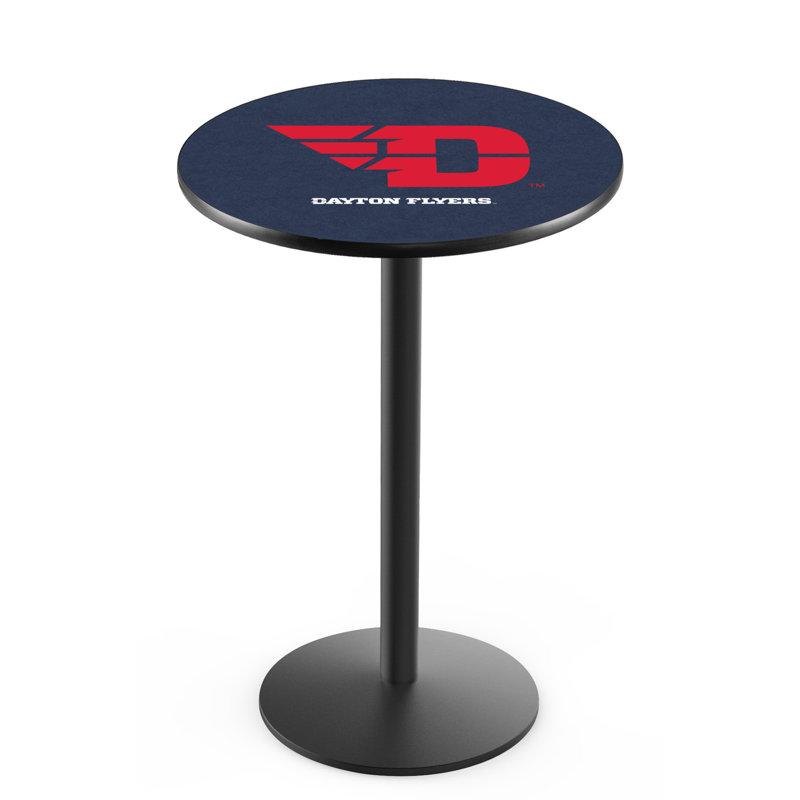 Round Metal Base Dining Table, Black Wrinkle, University of Dayton