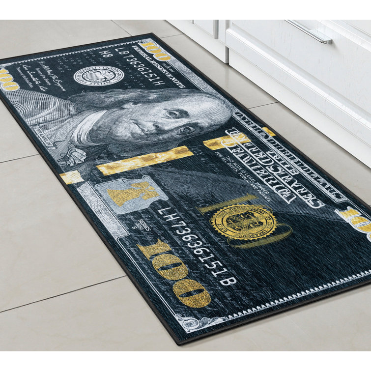 Well Woven Money Collection Dollar Front Novelty Black Gold Area Rug ...