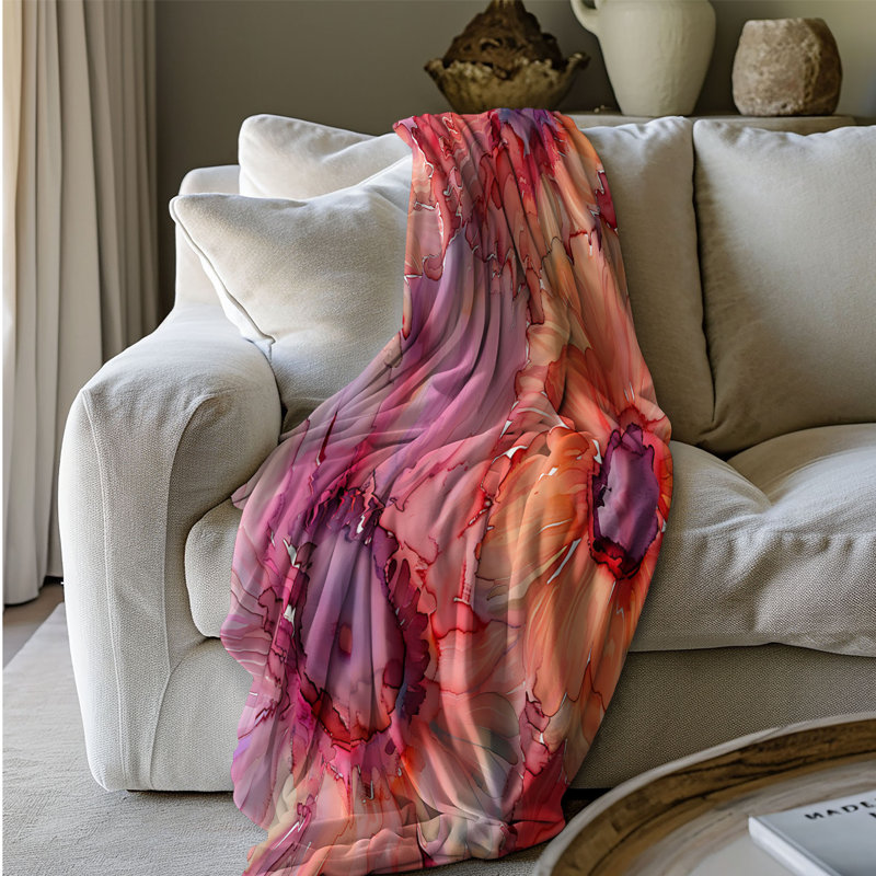 Colorful Colorful Petal Elegance - couverture en sherpa de qualité supérieure 1 pièce, Lit simple