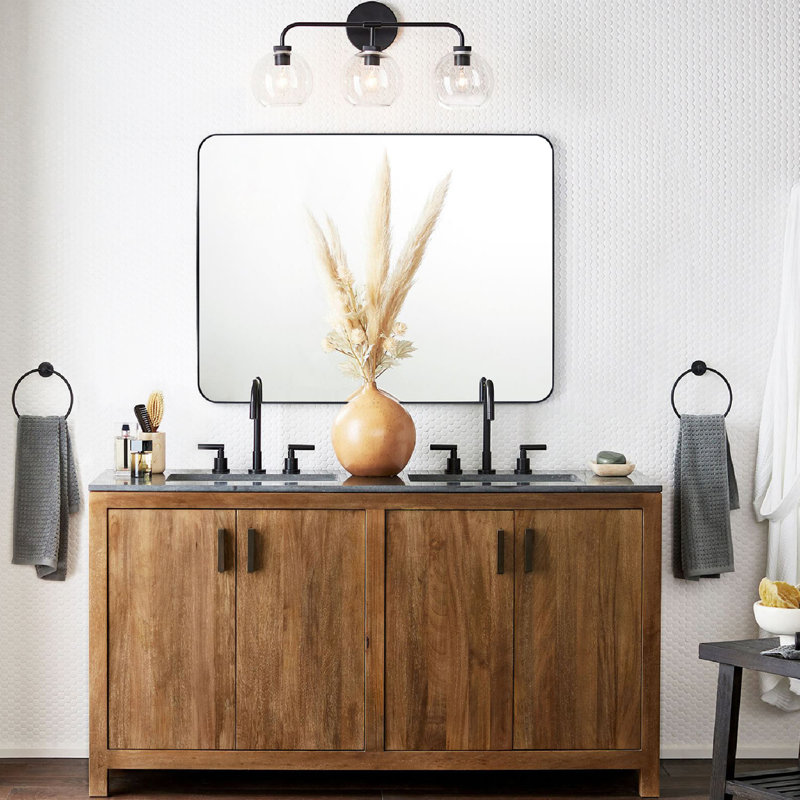 Miroir de salle de bain Javeion, Noir, 48 po x 30 po