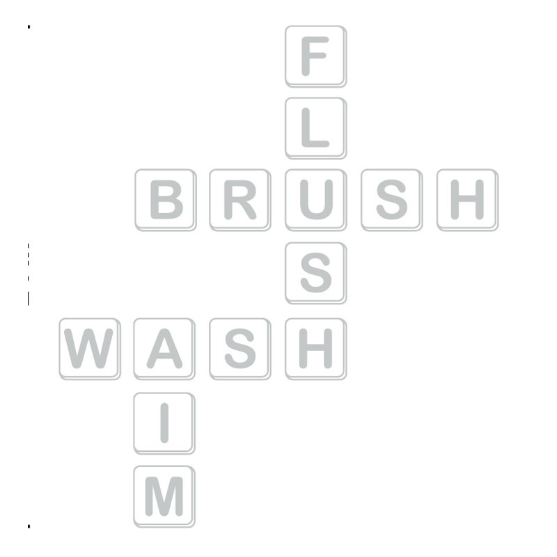 Décalcomanie murale pour salle de bain scrabble, Gris clair, H 24 po x l 21 po x P 0,01 po