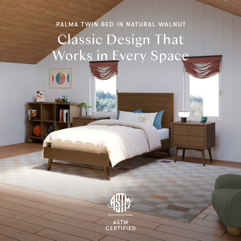 Palma Full Bed, Natural Walnut, Twin