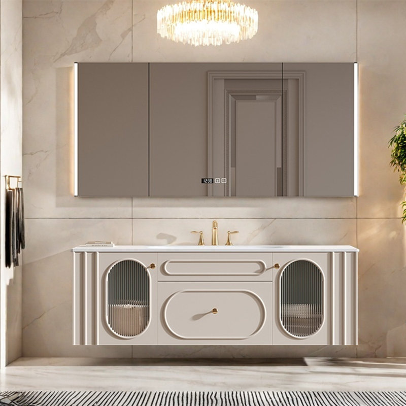 French minimalist bathroom cabinet, 19.69" H x 59.06" W x 21.65" D